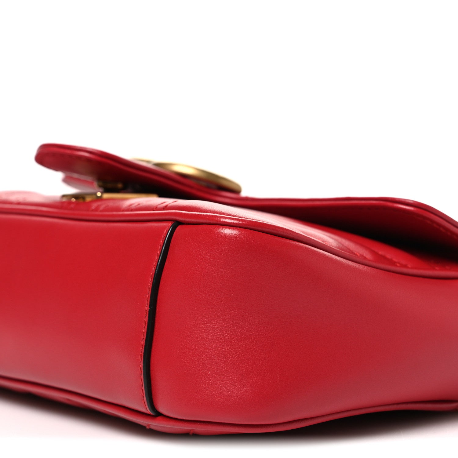 Gucci Calfskin Matelasse Mini GG Marmont Shoulder Bag Hibiscus Red 10 of 11