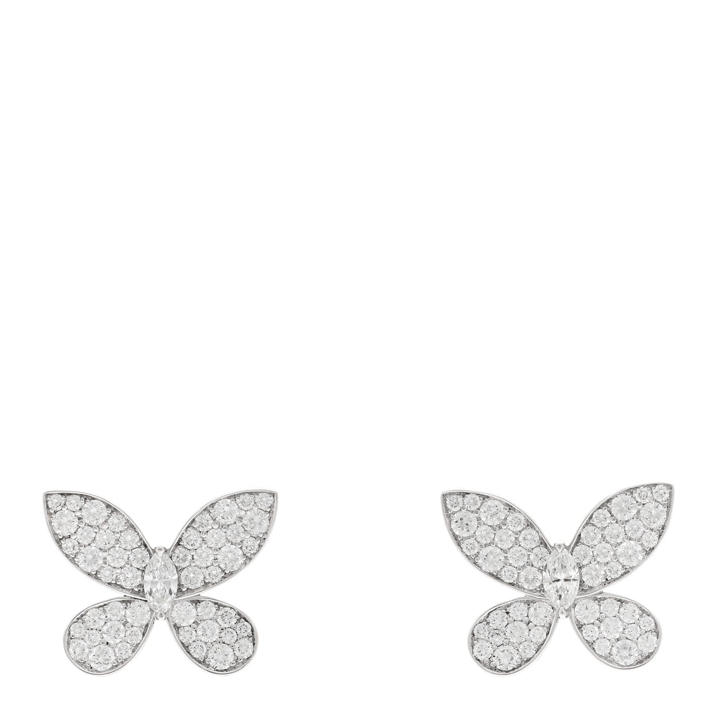 18K White Gold Diamond Small Pave Butterfly Earrings