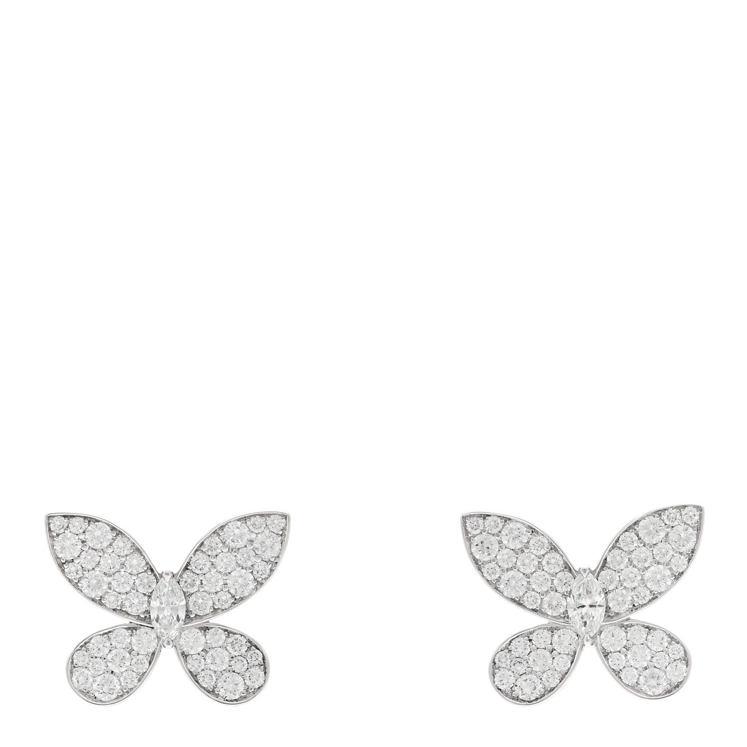 Graff 18K White Gold Diamond Small Pave Butterfly Earrings 1 of 5