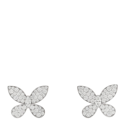 Graff 18K White Gold Diamond Small Pave Butterfly Earrings 1 of 5