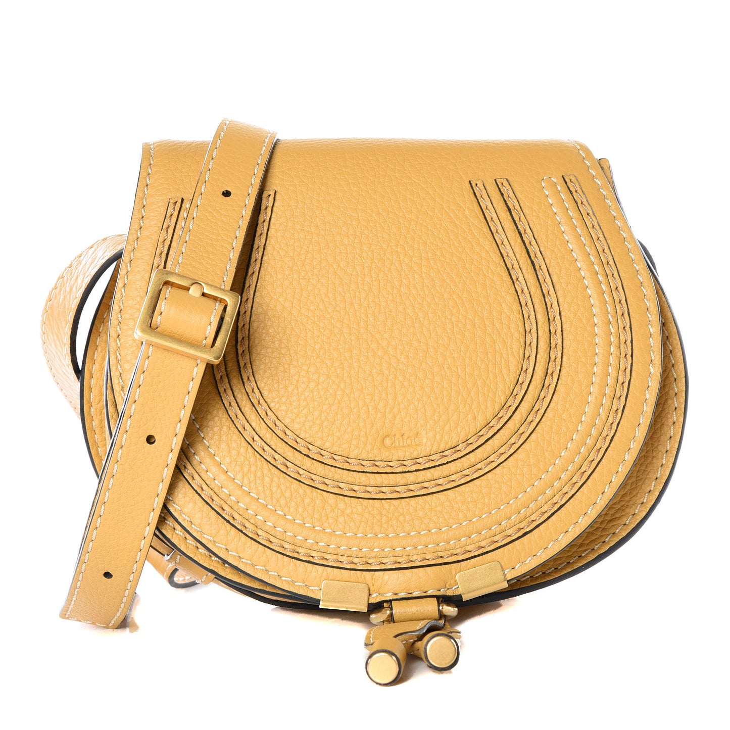 Calfskin Mini Marcie Round Crossbody Bag Dusty Yellow