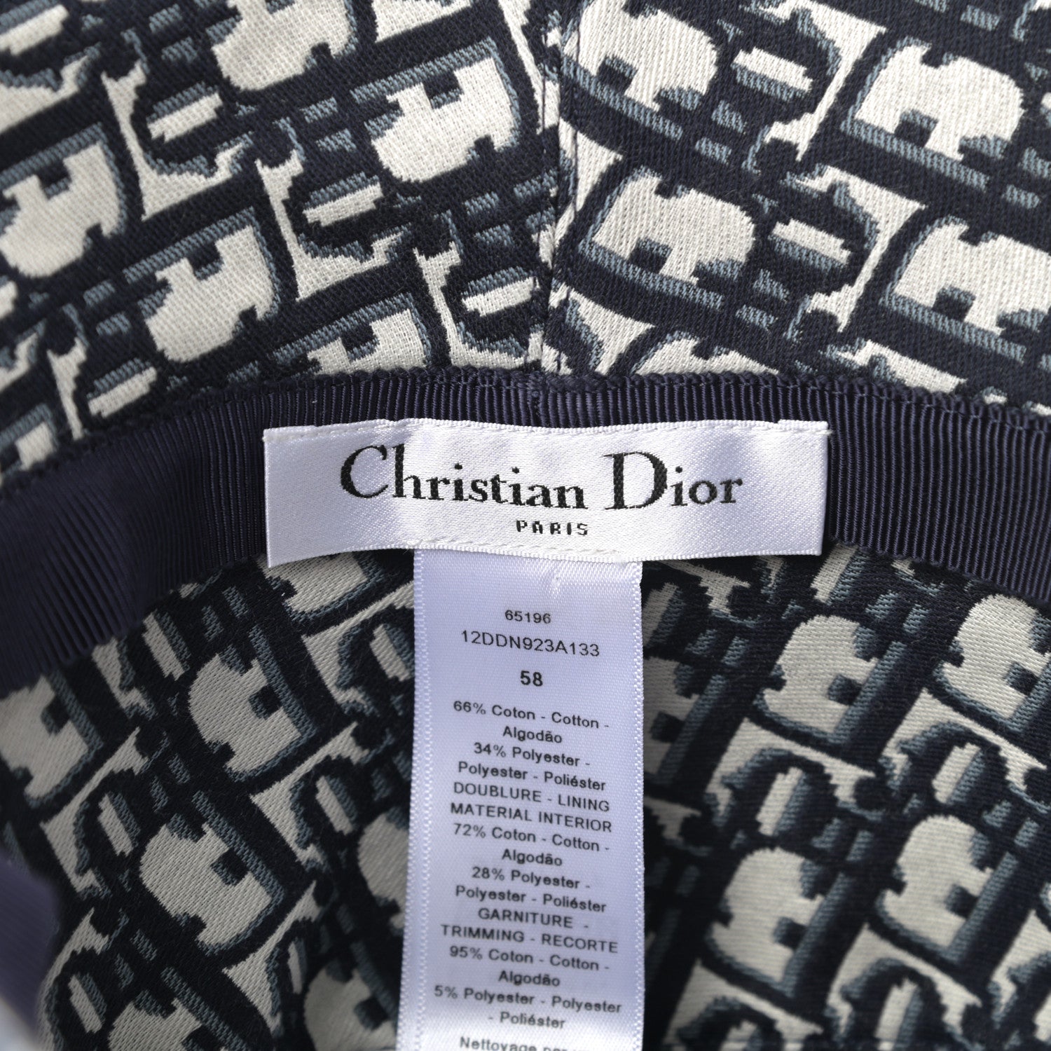 Christian Dior Denim Oblique Small Brim Bucket Hat 58 Blue 6 of 8