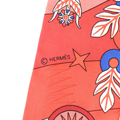 Hermes Silk La Source de Pegase Twilly Rouge Bleu Royal White 3 of 4