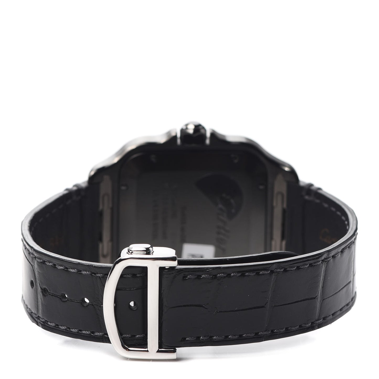 ADLC Stainless Steel Alligator 39.8mm Santos De Cartier Automatic Watch Black