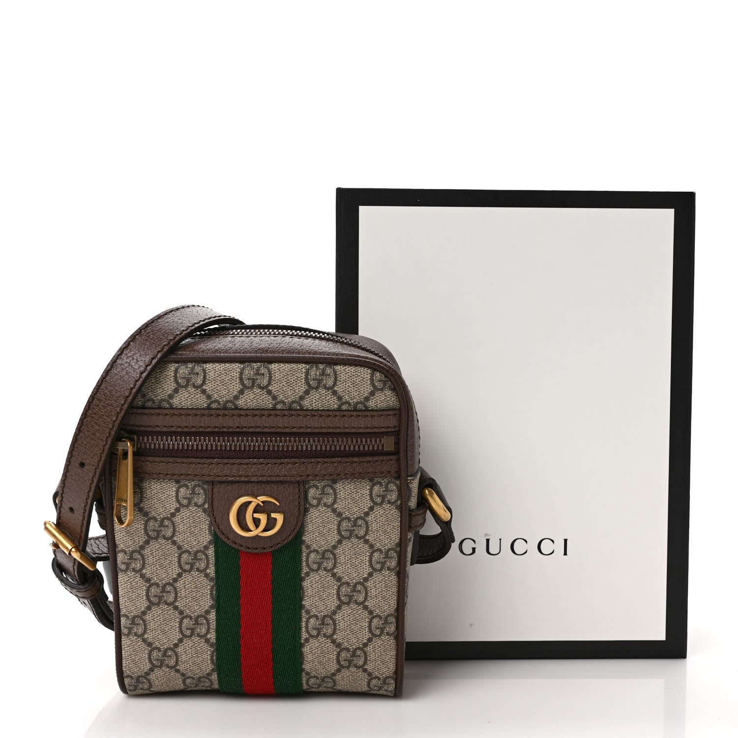 Gucci GG Supreme Monogram Web Mini Ophidia Messenger Brown 10 of 10