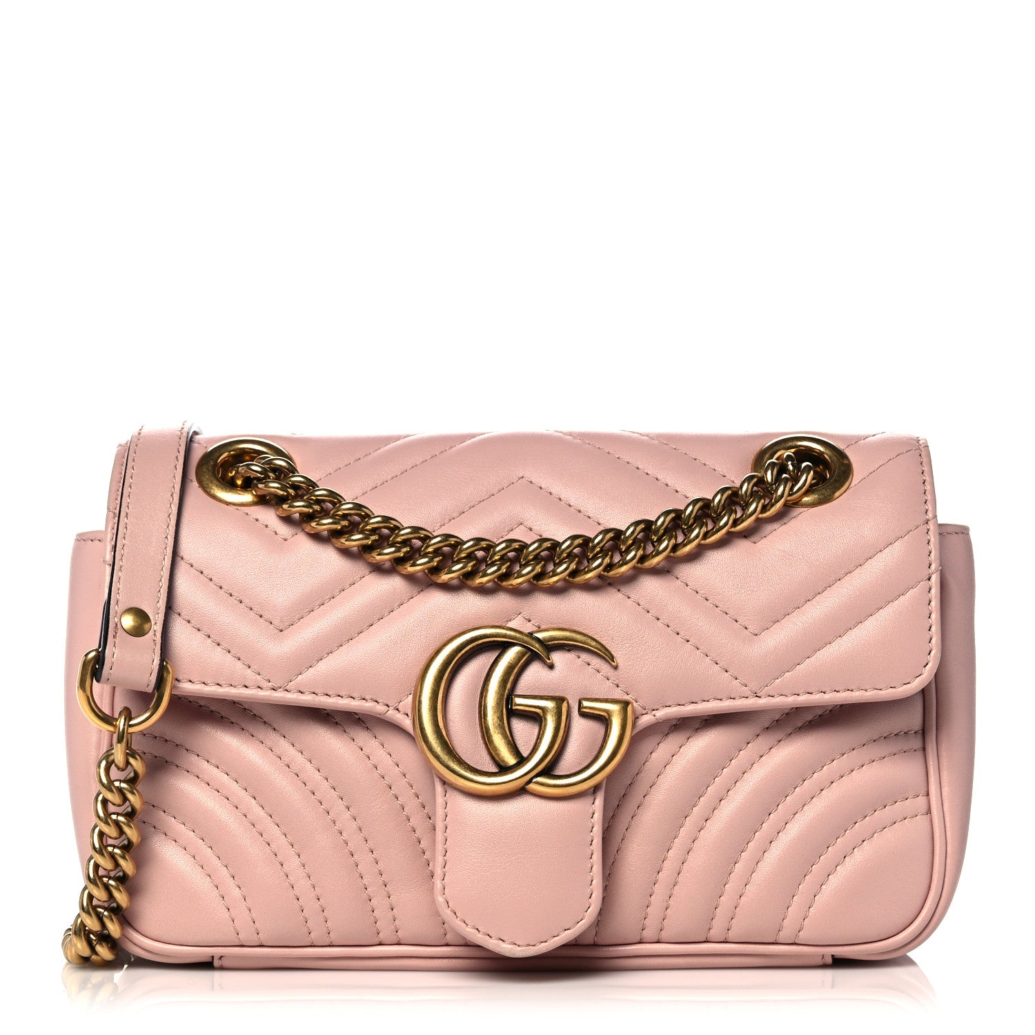 Gucci Calfskin Matelasse Mini GG Marmont Shoulder Bag Perfect Pink 1 of 17
