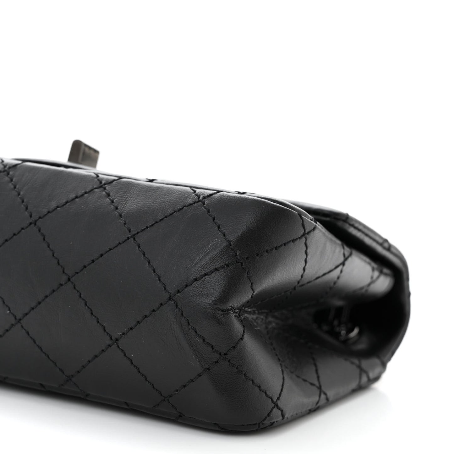 Aged Calfskin Quilted 2.55 Reissue Mini Flap So Black
