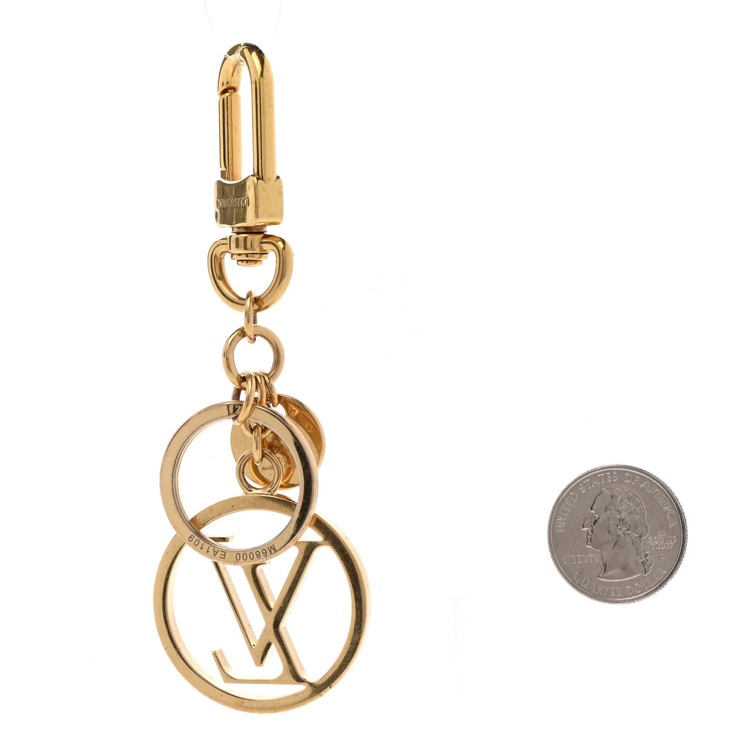 Louis Vuitton Metal LV Circle Bag Charm Key Holder Gold 2 of 4