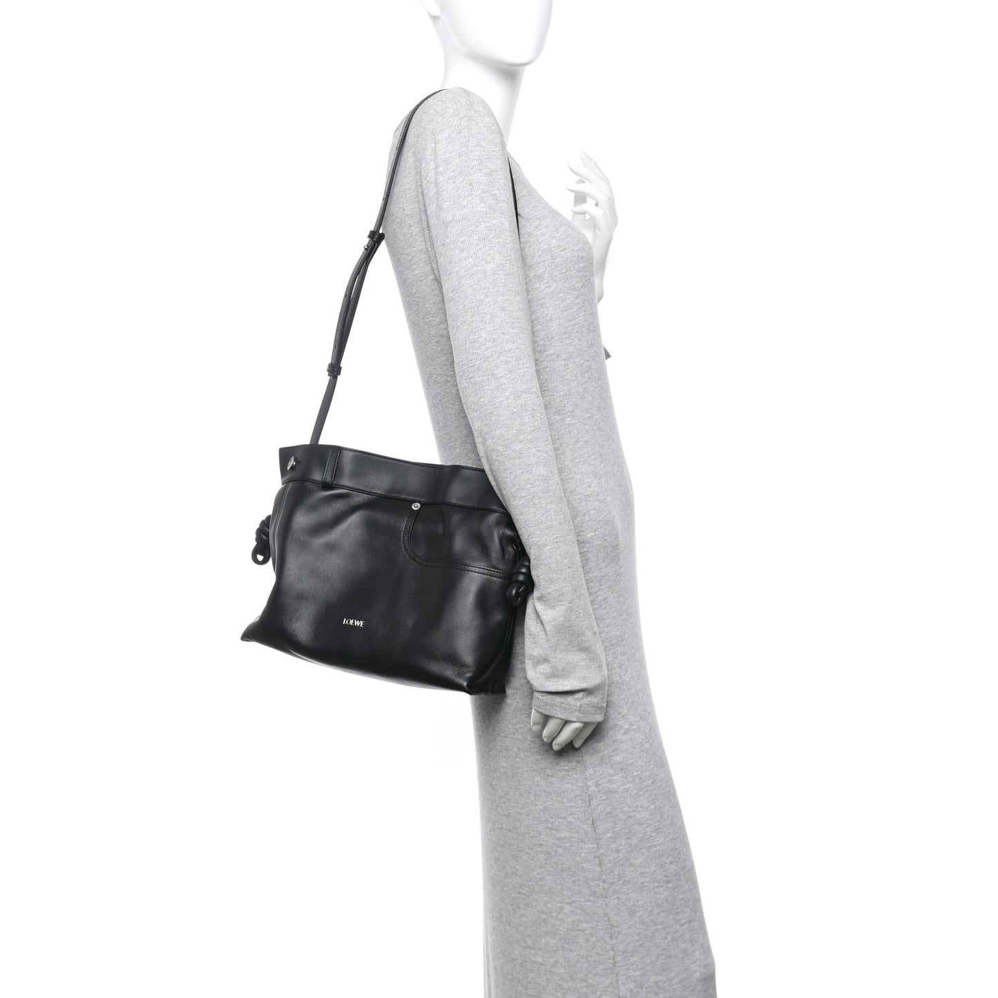Shiny Calfskin Medium Panta Flamenco Clutch Black