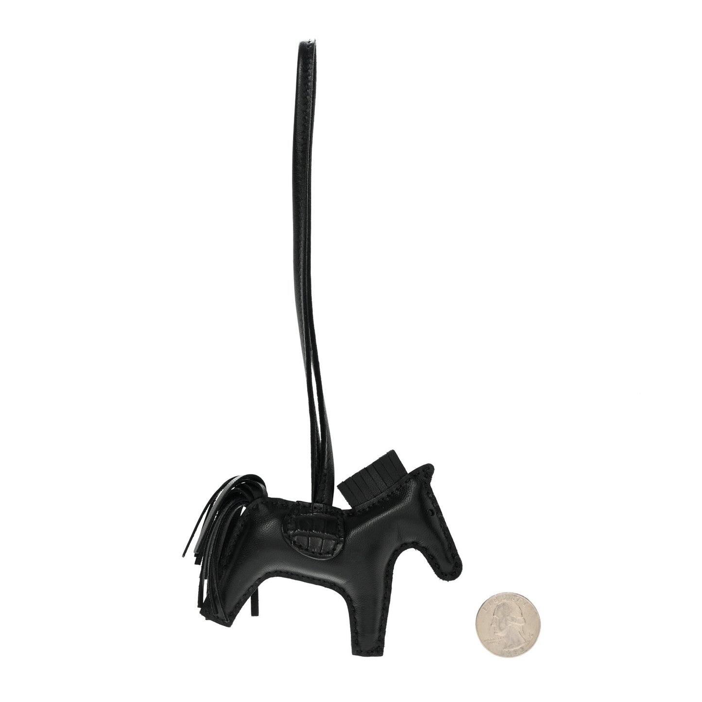 Milo Lambskin Matte Alligator Touch Grigri Rodeo Horse Bag Charm PM So Black