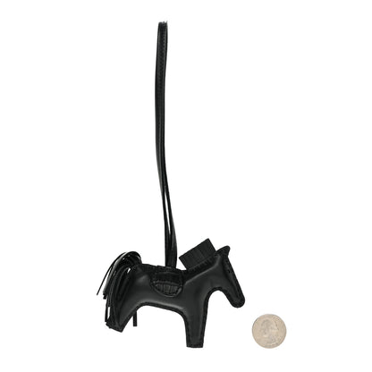 Hermes Milo Lambskin Matte Alligator Touch Grigri Rodeo Horse Bag Charm PM So Black 2 of 5