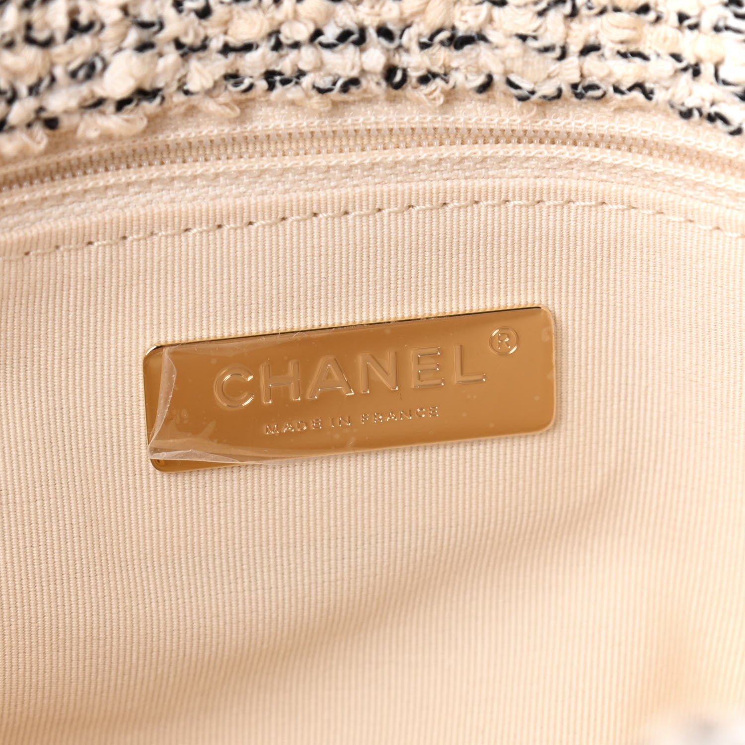 Chanel Tweed Quilted Medium Chanel 19 Flap Ecru Black 6 of 9