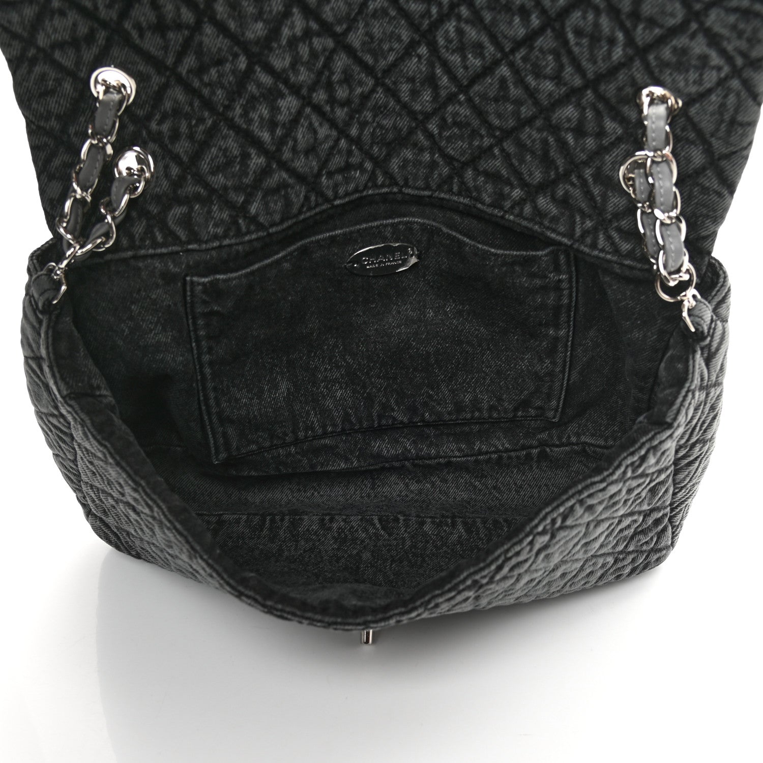 Chanel Denim Quilted Denimpression Flap Grey Black 5 of 11