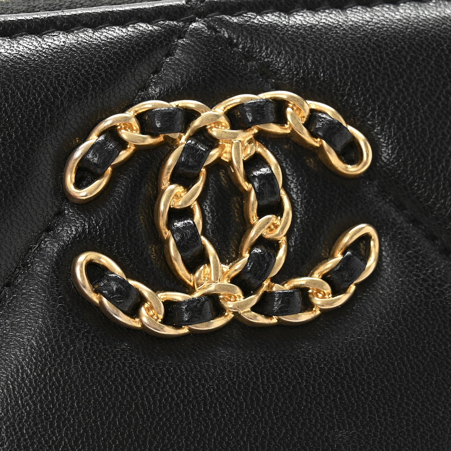 Chanel Lambskin Quilted Chanel 19 Zip Around Coin Purse Wallet Black 9 of 10