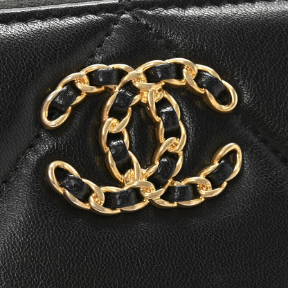 Chanel Lambskin Quilted Chanel 19 Zip Around Coin Purse Wallet Black 9 of 10