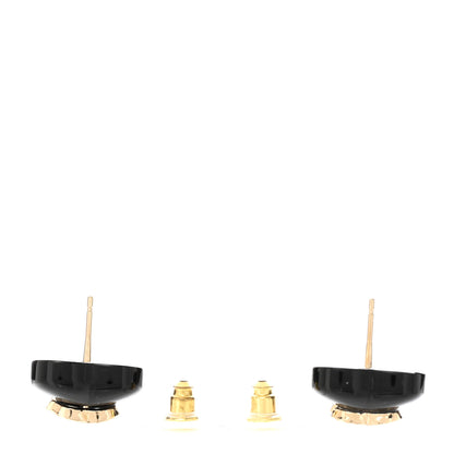 Chanel Resin Crystal CC Heart Earrings Black Gold 4 of 5