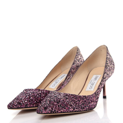Jimmy Choo Glitter Degrade Pointy Toe Romy 60 Pumps 37 Pink Gold 3 of 9
