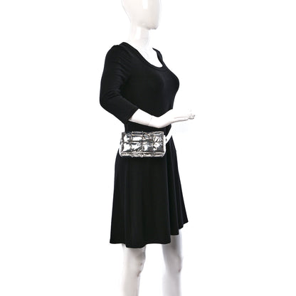 Bottega Veneta Metallic Lambskin Maxi Intrecciato Padded The Belt Cassette Bag Silver 3 of 7
