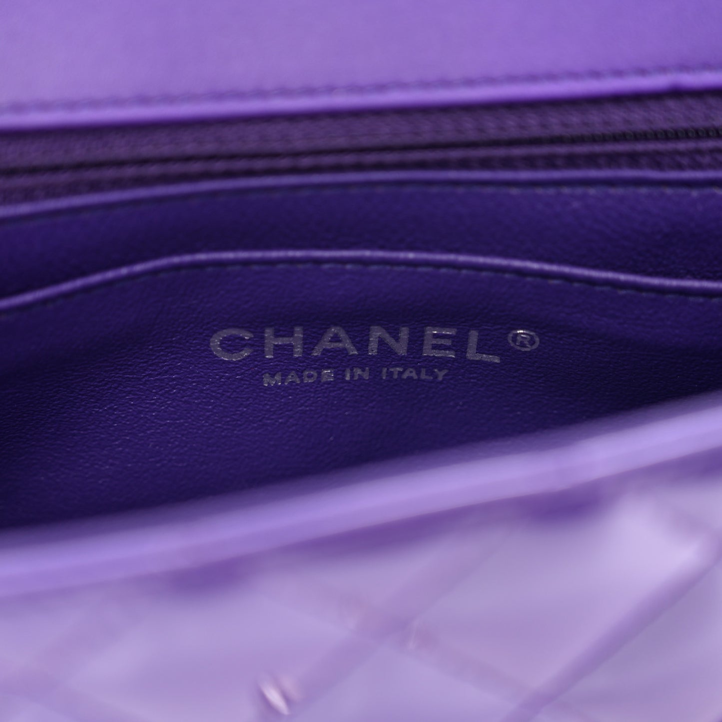 Patent Quilted Mini Rectangular Flap Purple