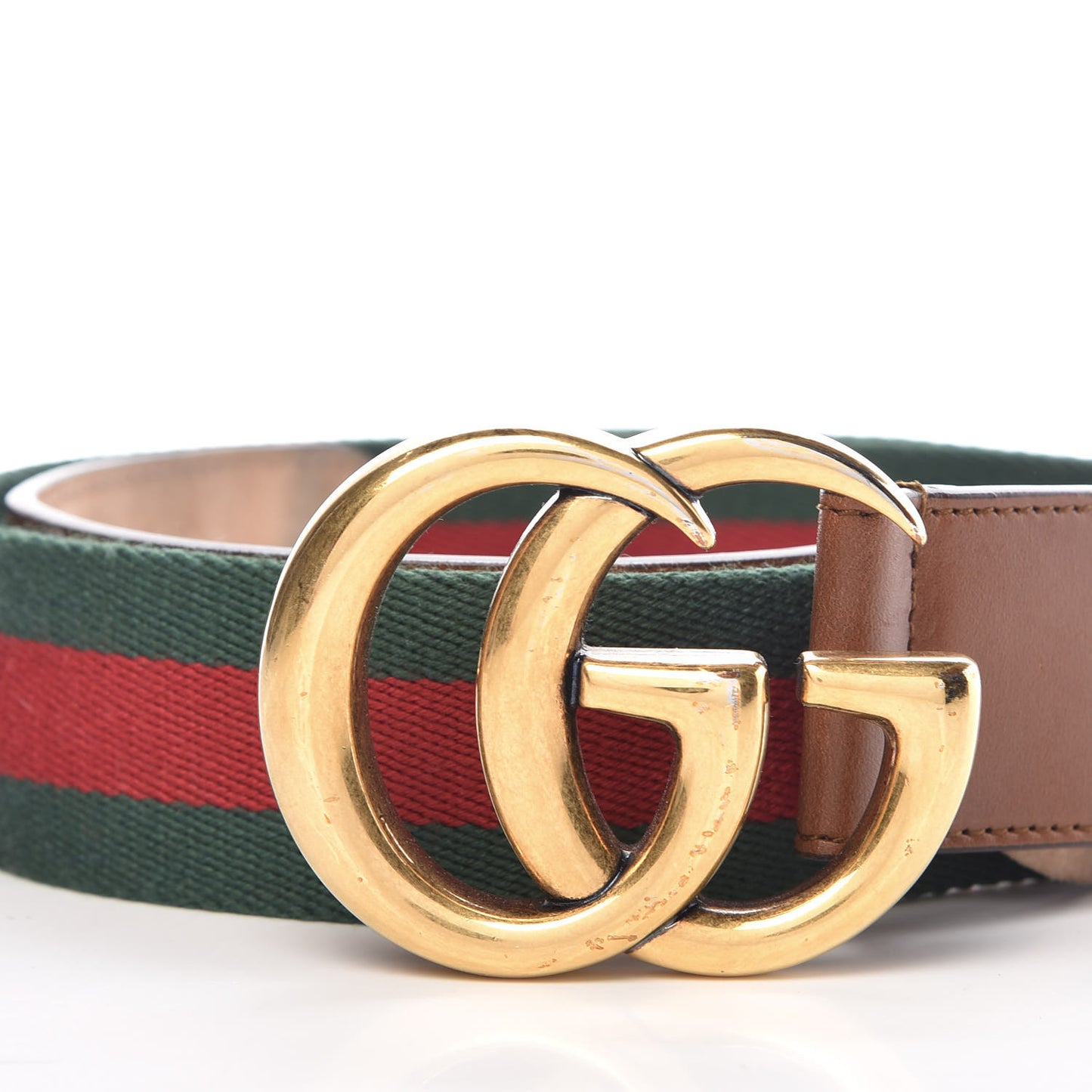 Nylon Calfskin Double G Web 40mm Belt 90 36 Green Red Cuir