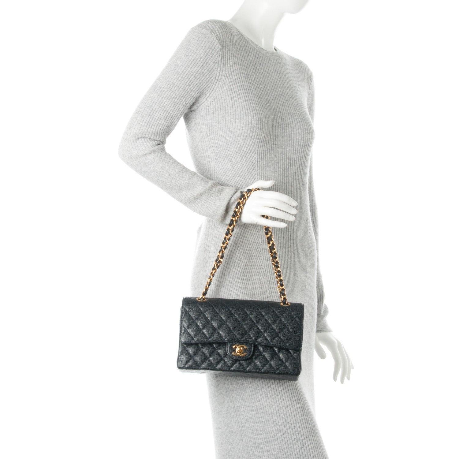 Chanel Caviar Quilted Medium Double Flap Navy 2 of 8