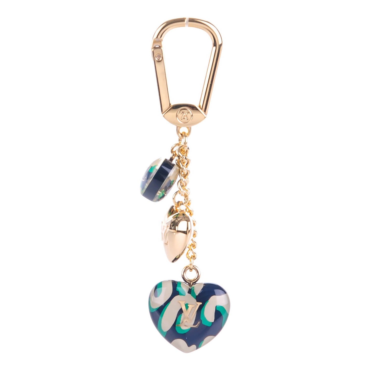 Leopard Heart Bag Charm Key Holder Blue Infini