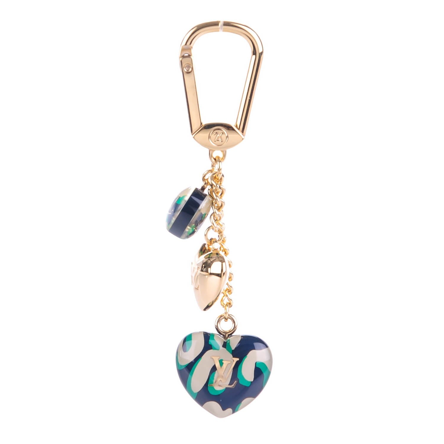 Louis Vuitton Leopard Heart Bag Charm Key Holder Blue Infini 1 of 4