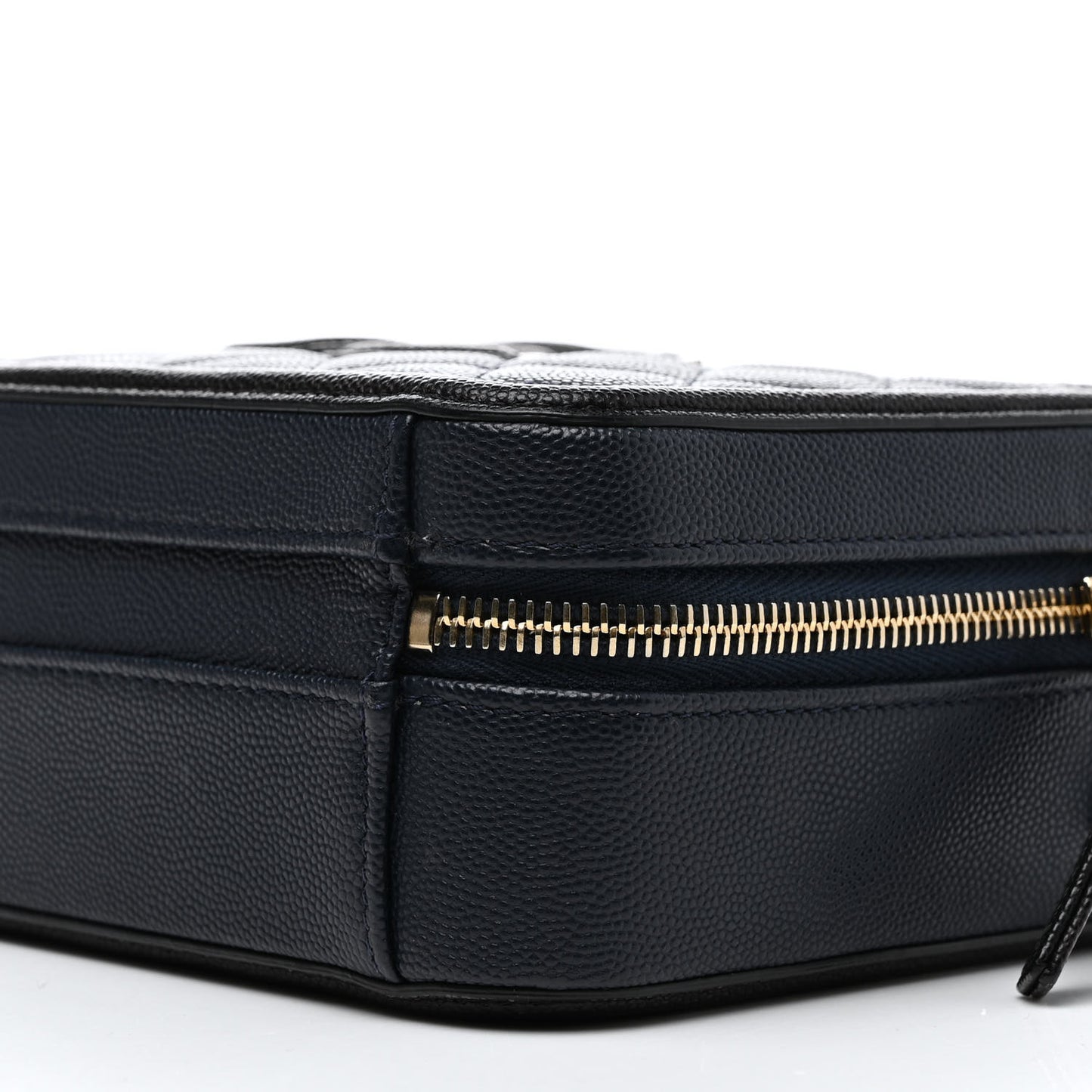 Caviar Quilted Small CC Filigree Vanity Case Navy Black