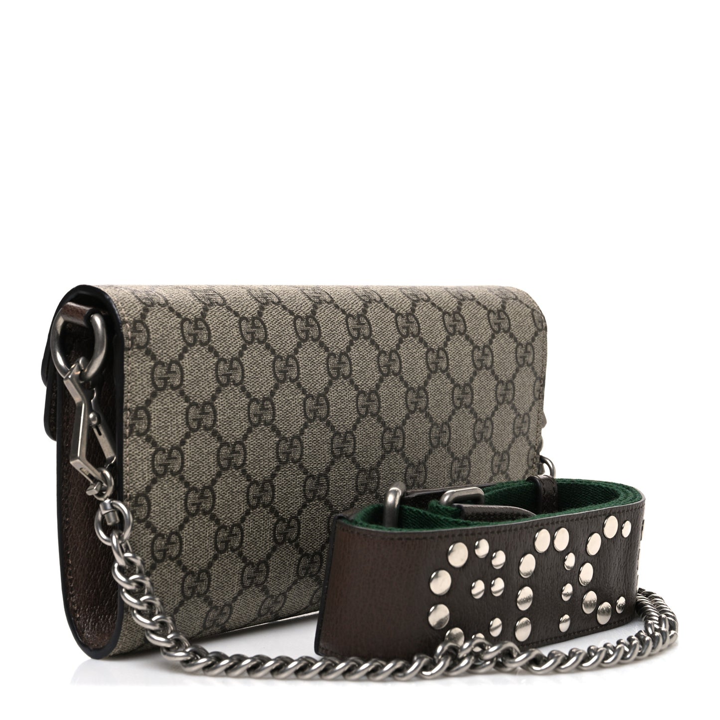 GG Supreme Web Monogram Textured Dollar Calfskin Dionysus Small Shoulder Bag Beige Ebony New Acero