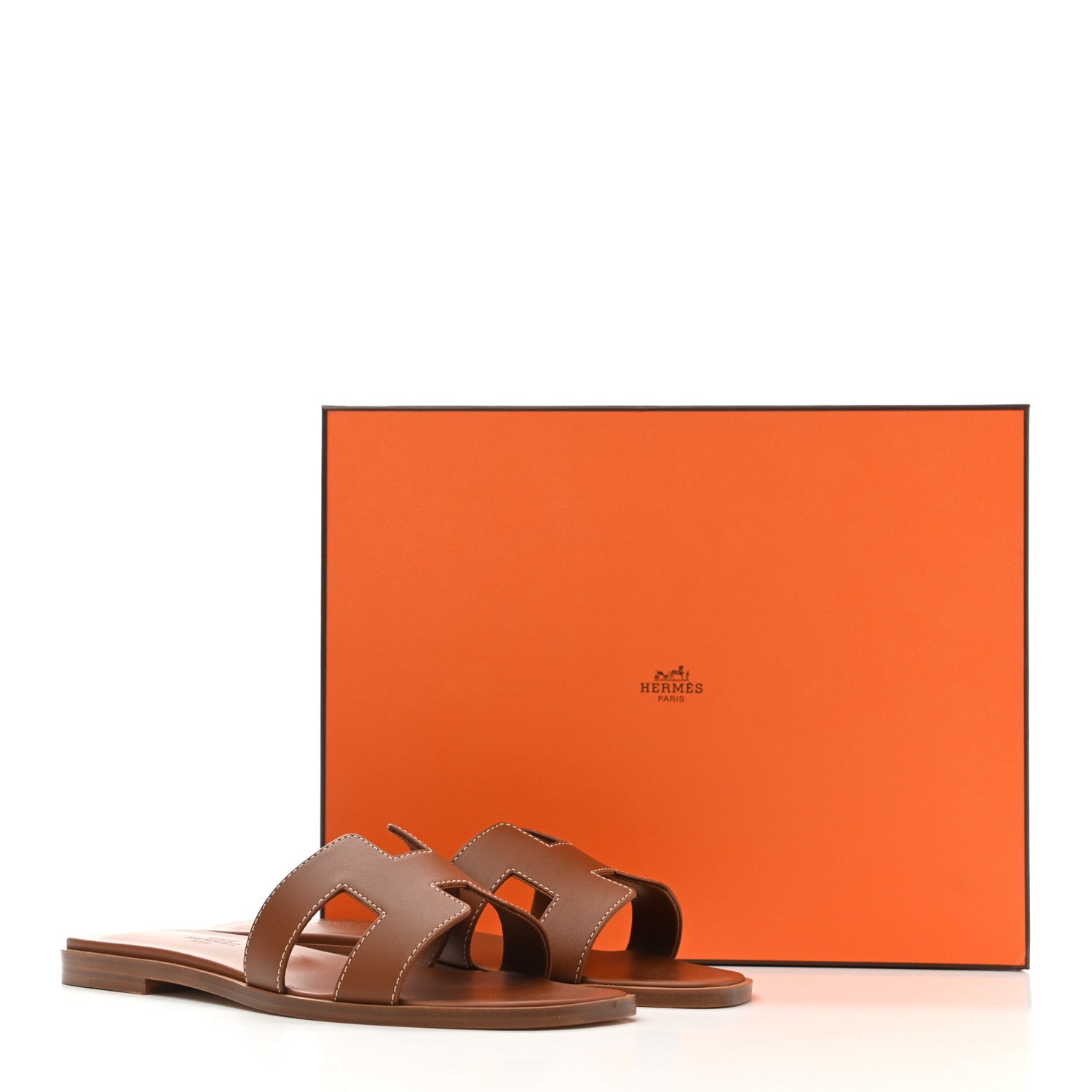Hermes Box Calfskin Oran Sandals 36 Gold 9 of 9