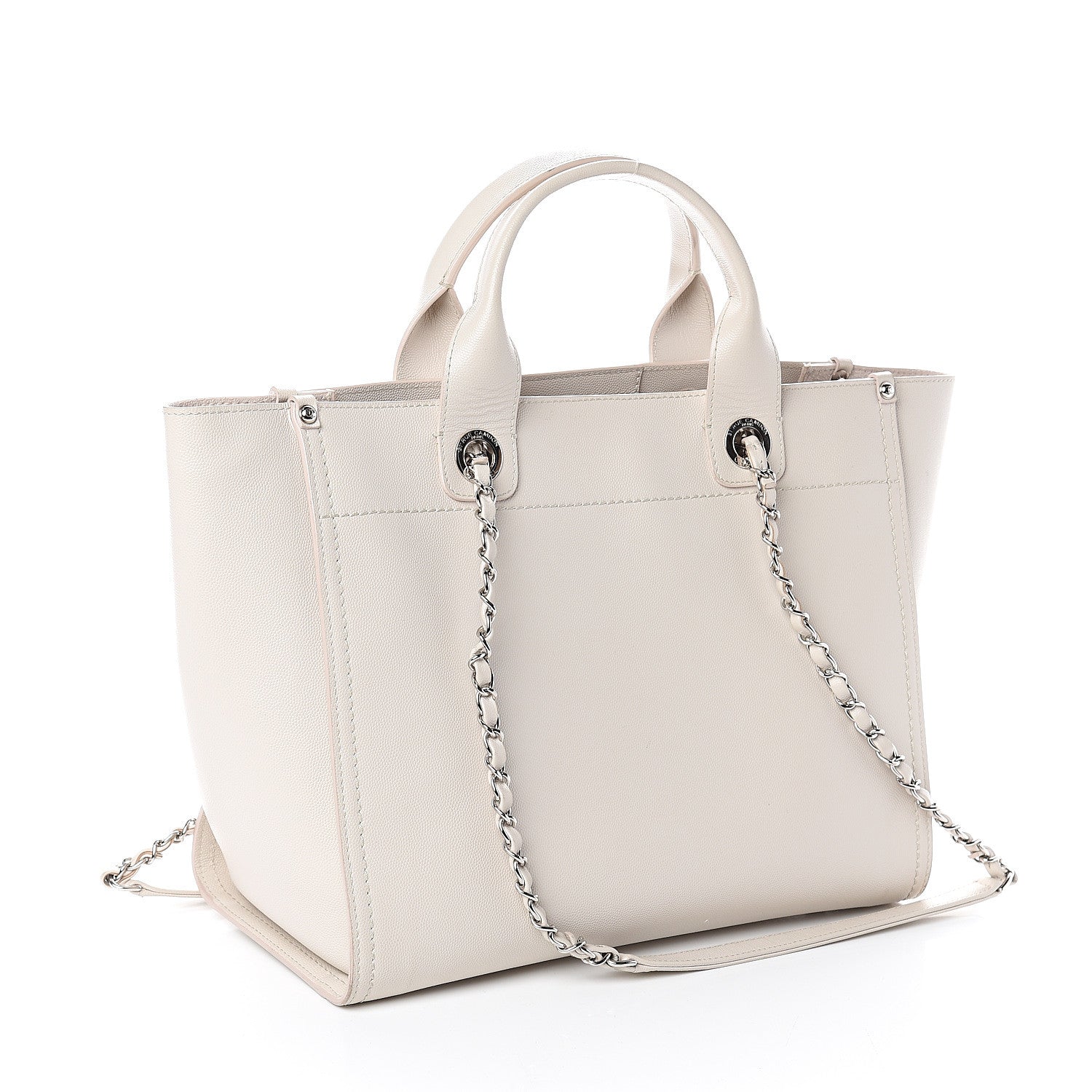 Chanel Caviar Small Studded Deauville Tote Ivory 2 of 9