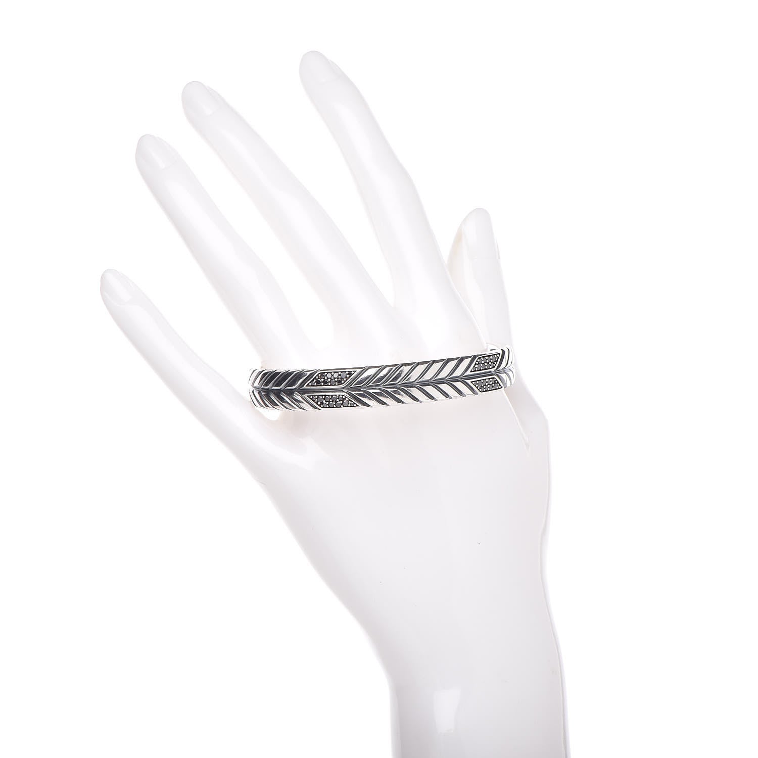 David Yurman Sterling Silver Black Diamond Chevron Cuff Bracelet 2 of 4