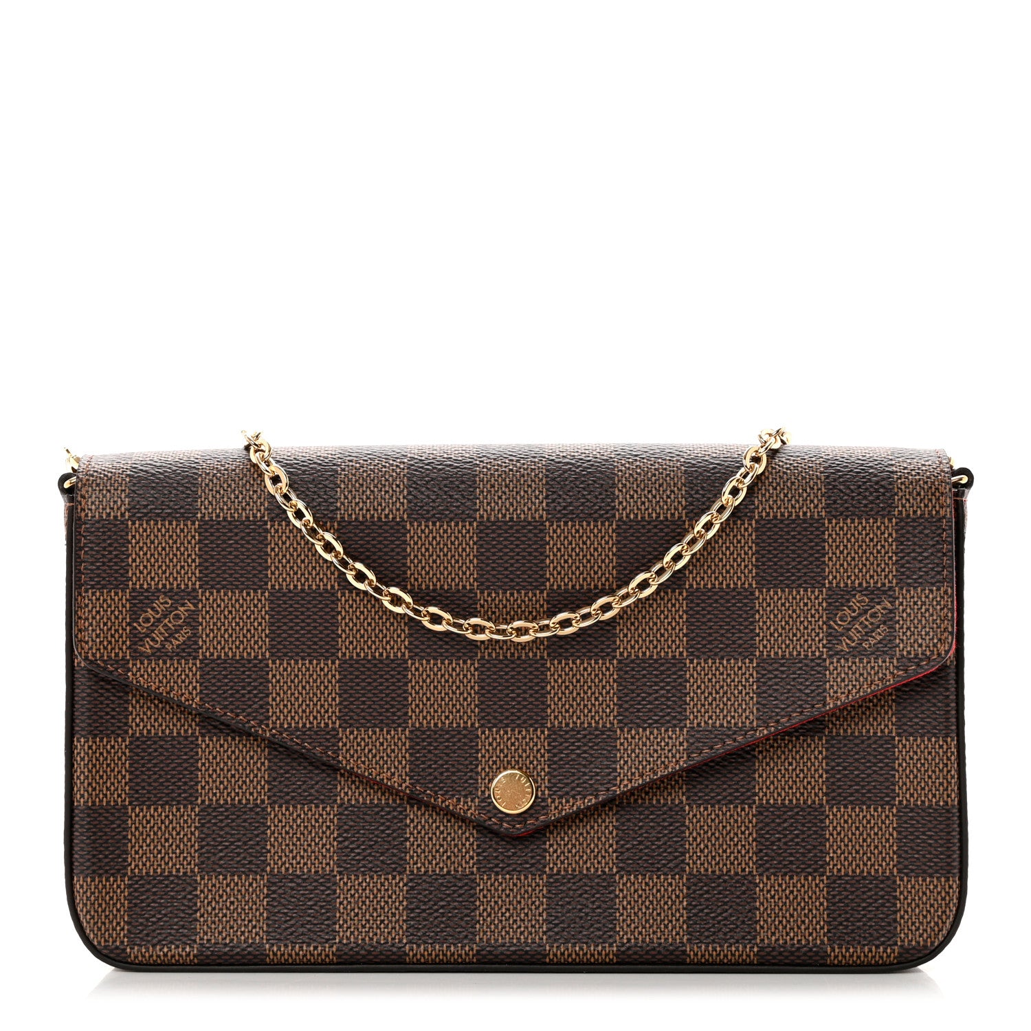 Louis Vuitton Damier Ebene Pochette Felicie Chain Wallet 2 of 7