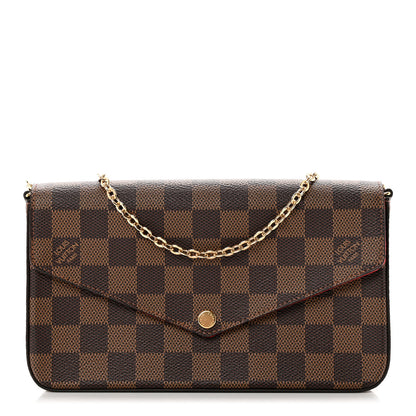 Louis Vuitton Damier Ebene Pochette Felicie Chain Wallet 2 of 7