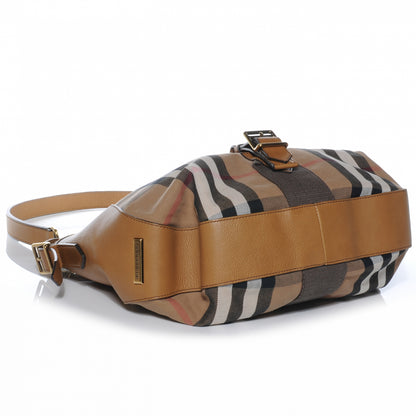 Burberry Vintage Leather House Check Medium Ashwood Hobo 4 of 8