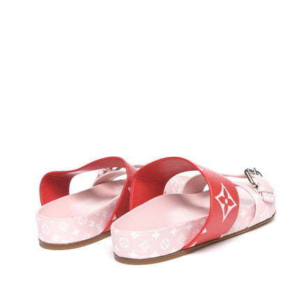 Louis Vuitton Monogram Giant Bom Dia Flat Mule Sandals 37.5 Rouge Rose 4 of 9