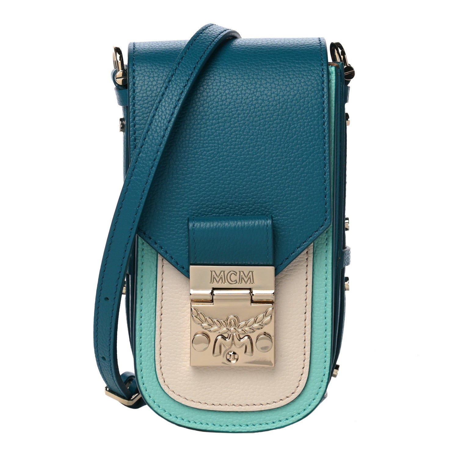 MCM Calfskin X-Mini Patricia Crossbody Deep Lagoon 1 of 8