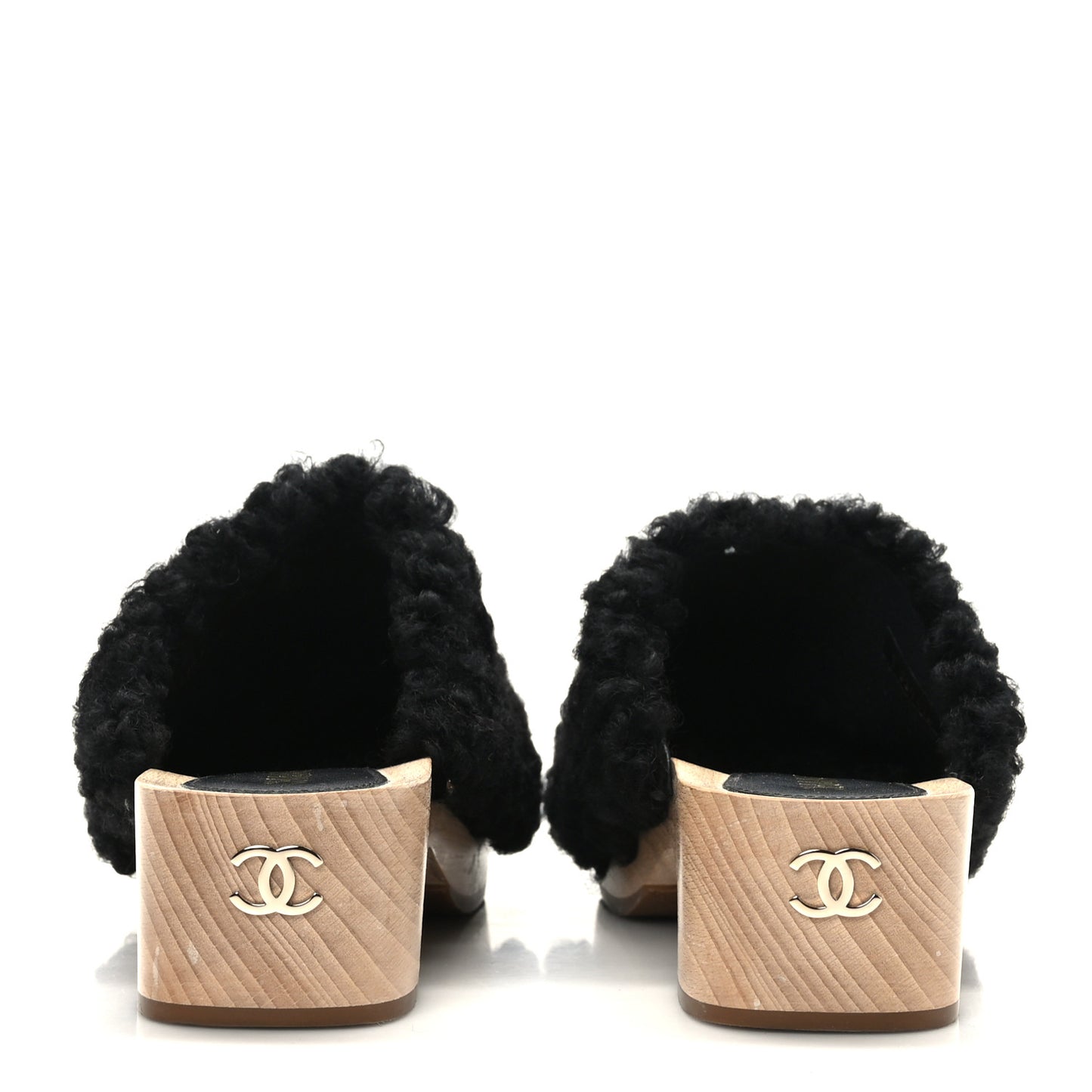 Shearling Lambskin Clogs 39 Black