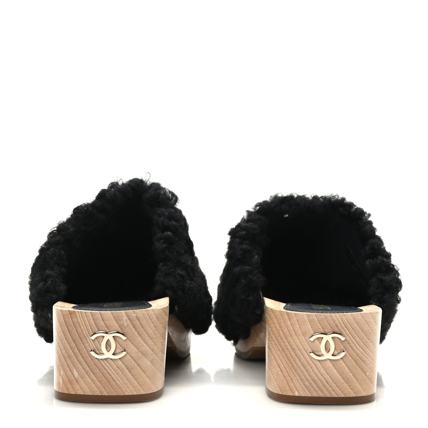 Chanel Shearling Lambskin Clogs 39 Black 5 of 8