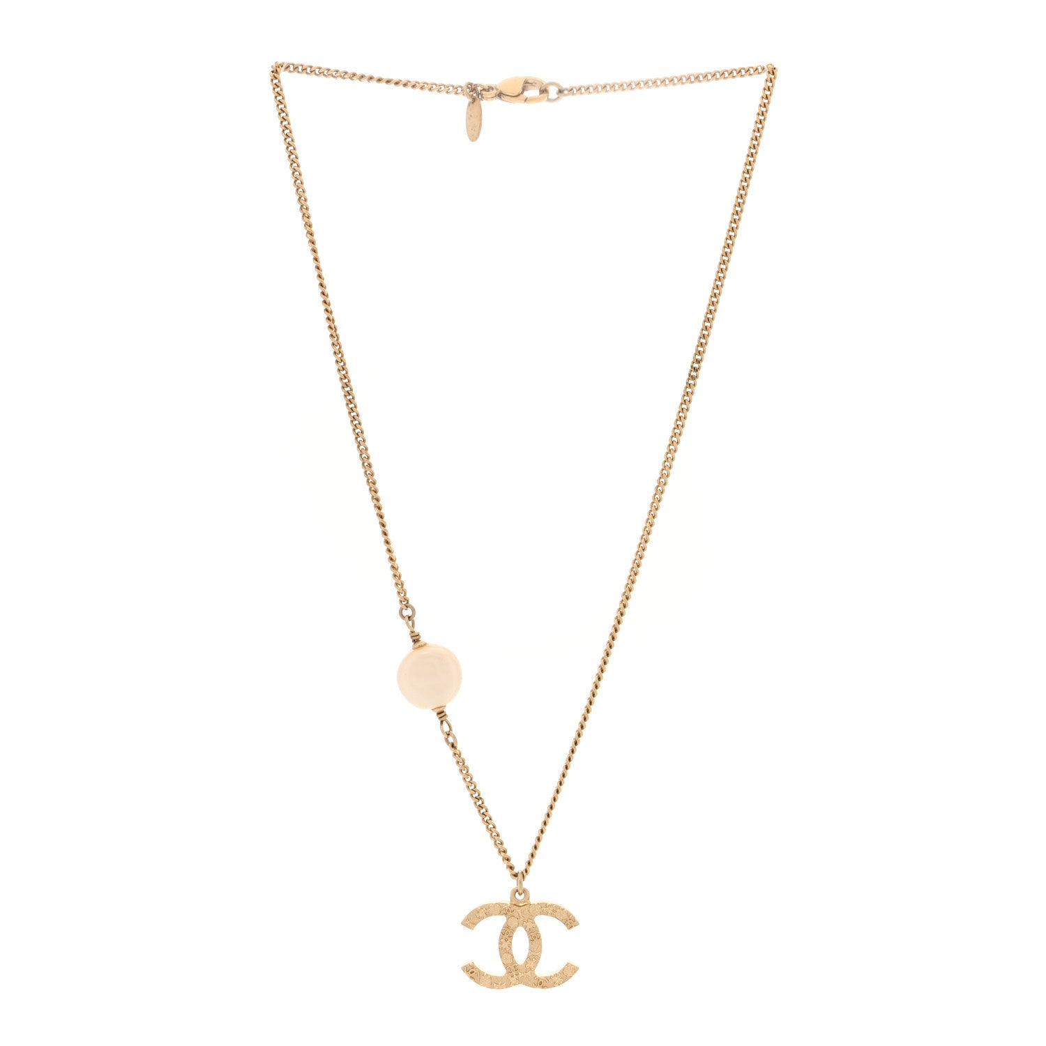 Chanel Pearl Precious Symbols CC Pendant Necklace Gold 3 of 5