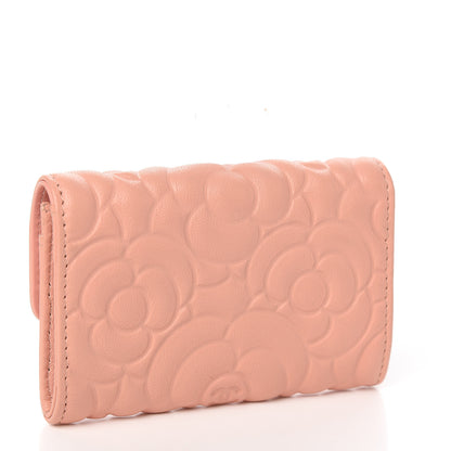 Chanel Goatskin Camellia Embossed Card Holder Wallet Light Pink 2 of 8