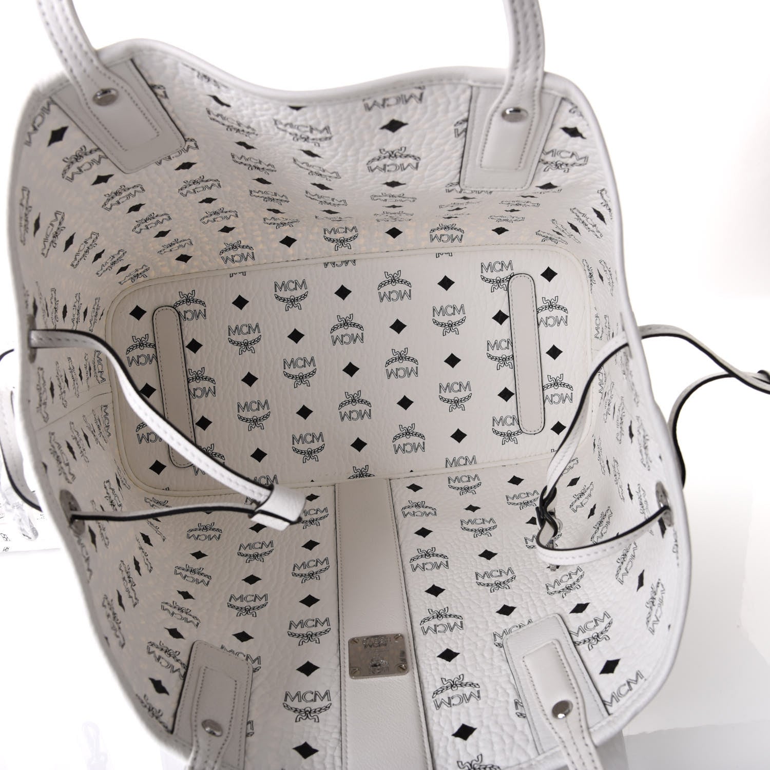 MCM Visetos Medium Liz Reversible Shopper Tote White 8 of 13