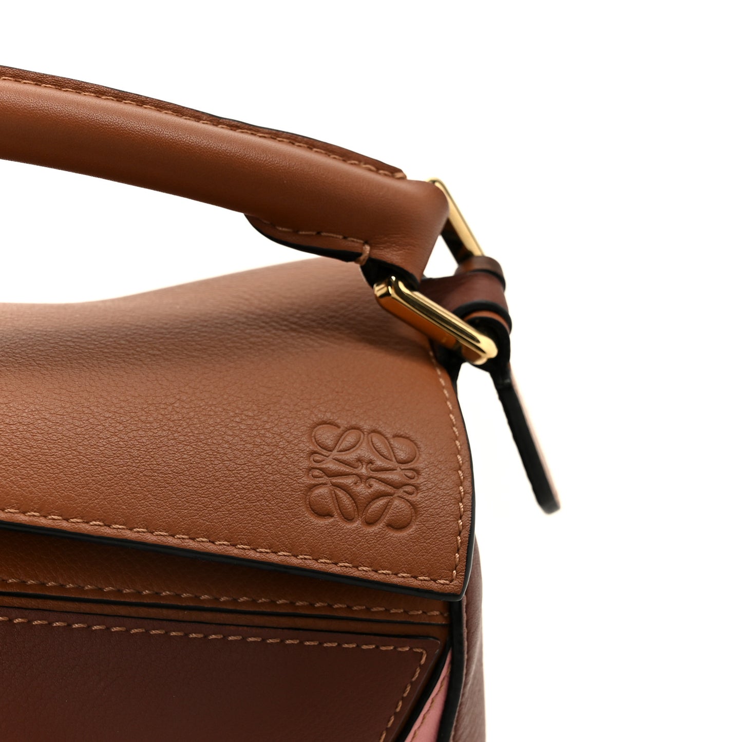 Calfskin Small Puzzle Bag Tan Medium Pink
