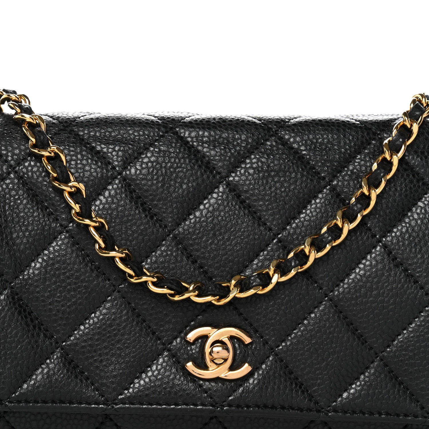 Chanel Caviar Quilted CC Turnlock Wallet On Chain WOC Black 9 of 13
