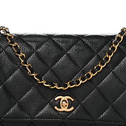 Chanel Caviar Quilted CC Turnlock Wallet On Chain WOC Black 9 of 13