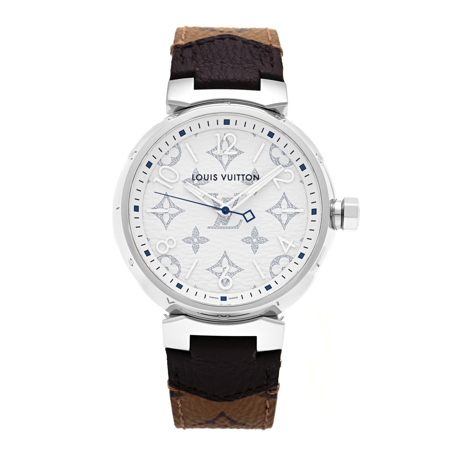 Louis Vuitton Stainless Steel Monogram 41mm Tambour Quartz Watch White 1 of 5
