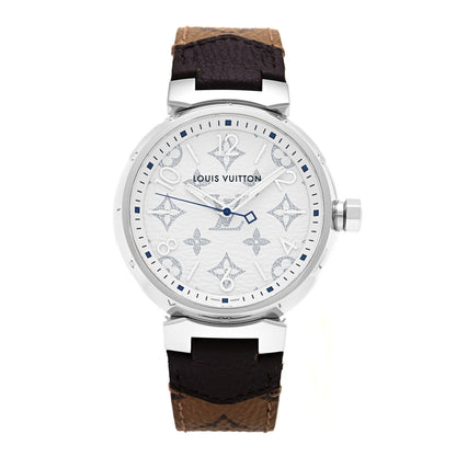 Louis Vuitton Stainless Steel Monogram 41mm Tambour Quartz Watch White 1 of 5