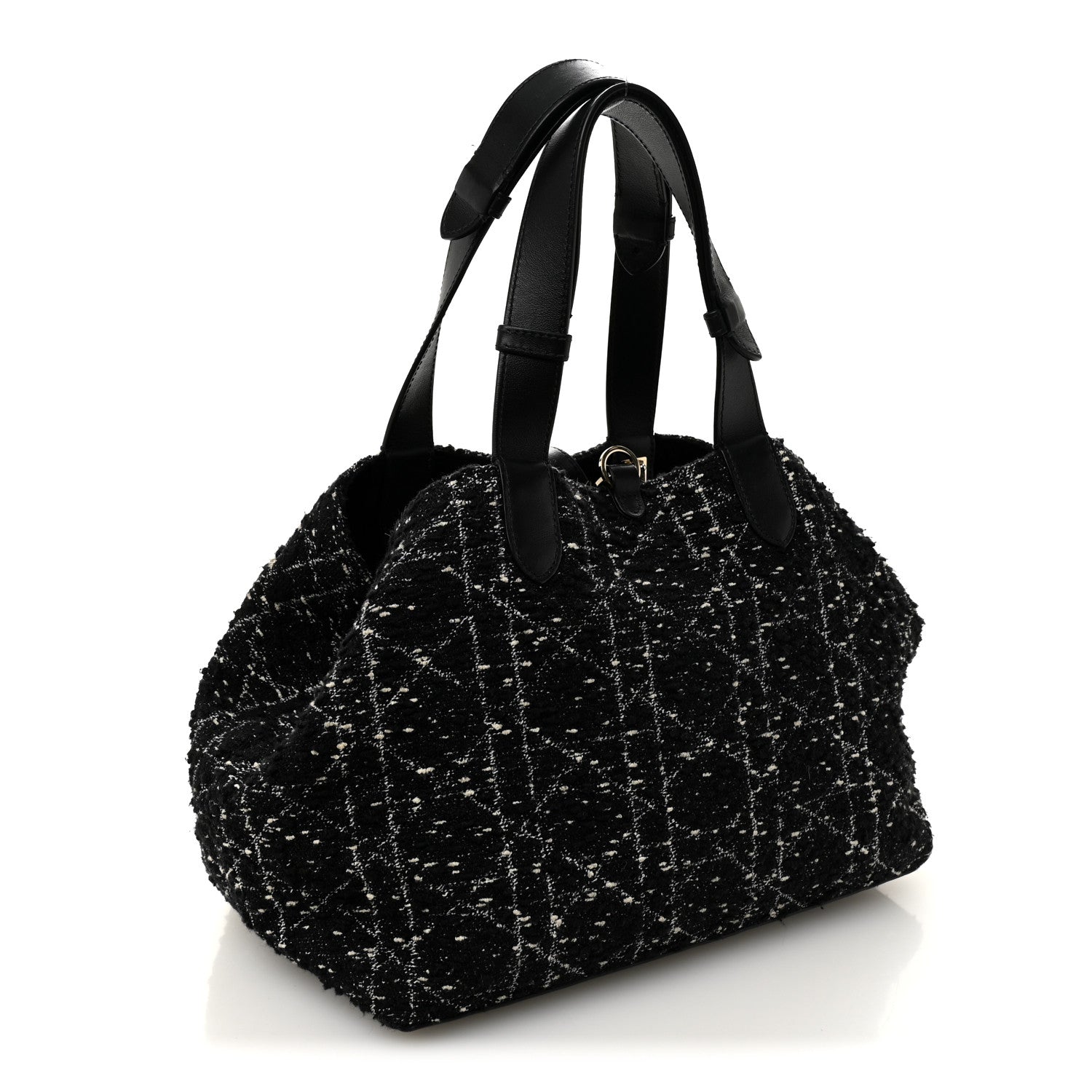 Christian Dior Calfskin Tweed Cannage Medium Toujours Black White 6 of 21