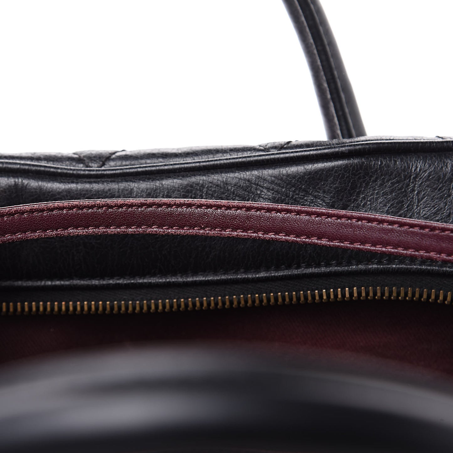 Glazed Calfskin Castle Rock Bowling Bag Black