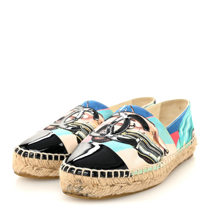 Chanel Fabric Patent CC Espadrilles 35 Multicolor Black 4 of 10